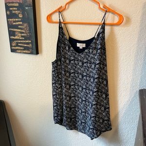 Beautiful doubles layered tank blouse. Navy base. The Loft.